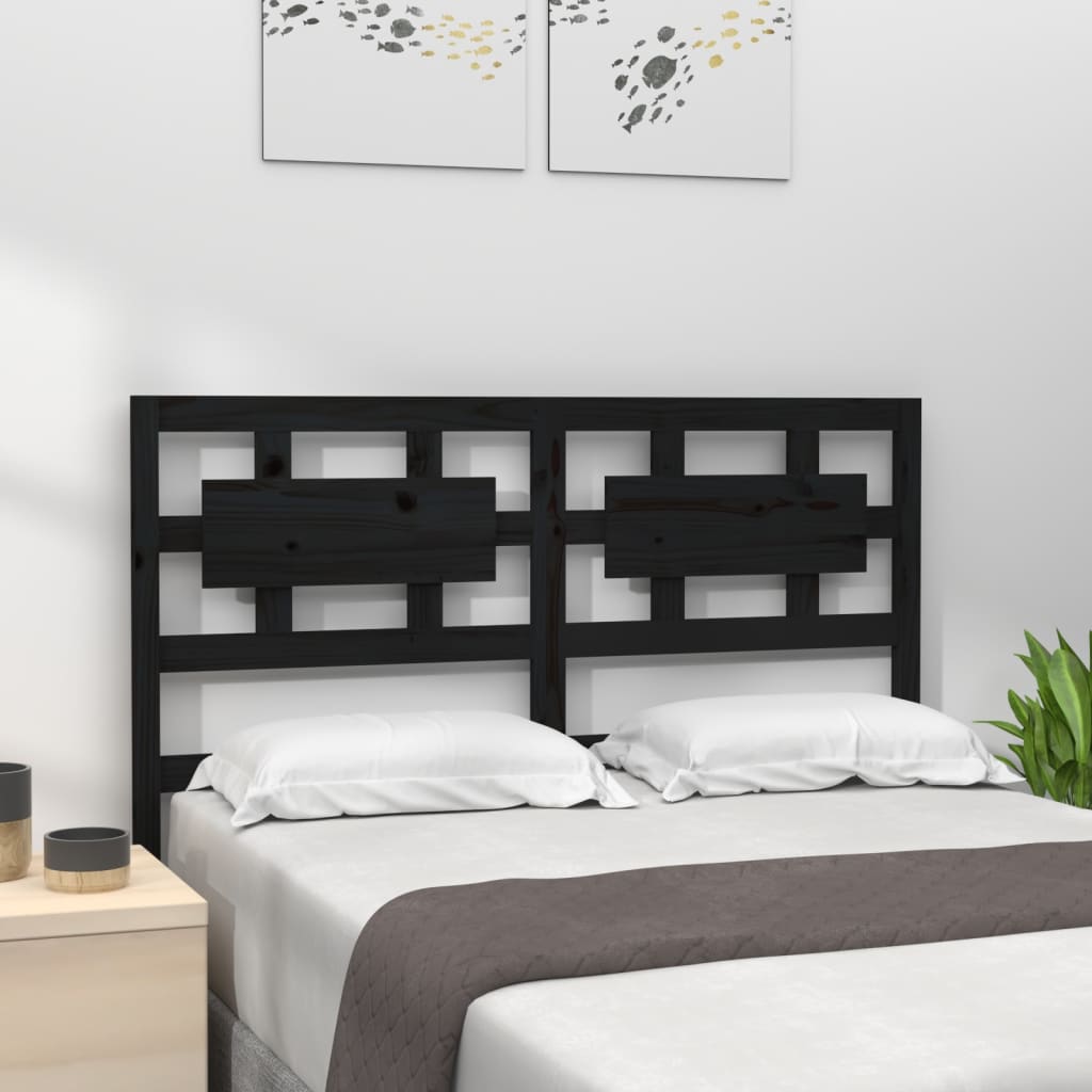 Berkfield Bed Headboard Black 125.5x4x100 cm Solid Wood Pine