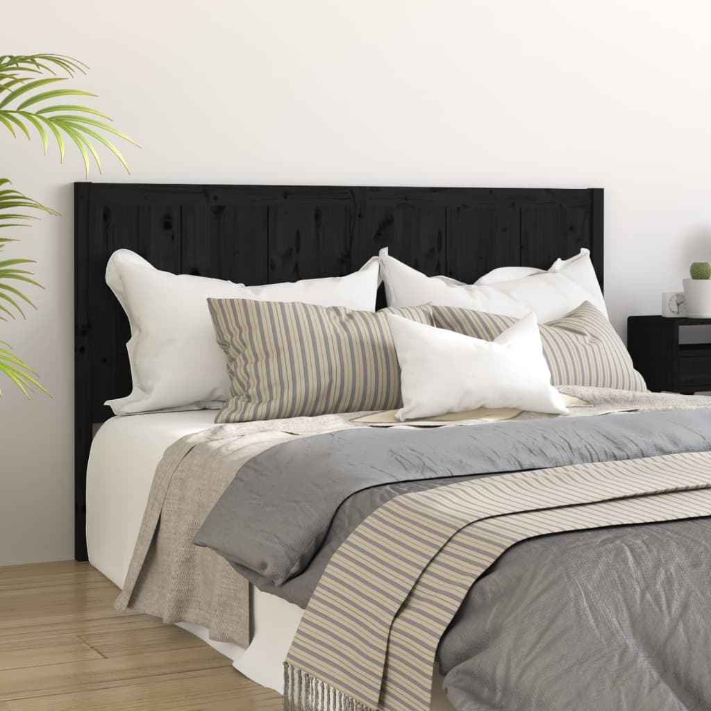 Berkfield Bed Headboard Black 125.5x4x100 cm Solid Pine Wood