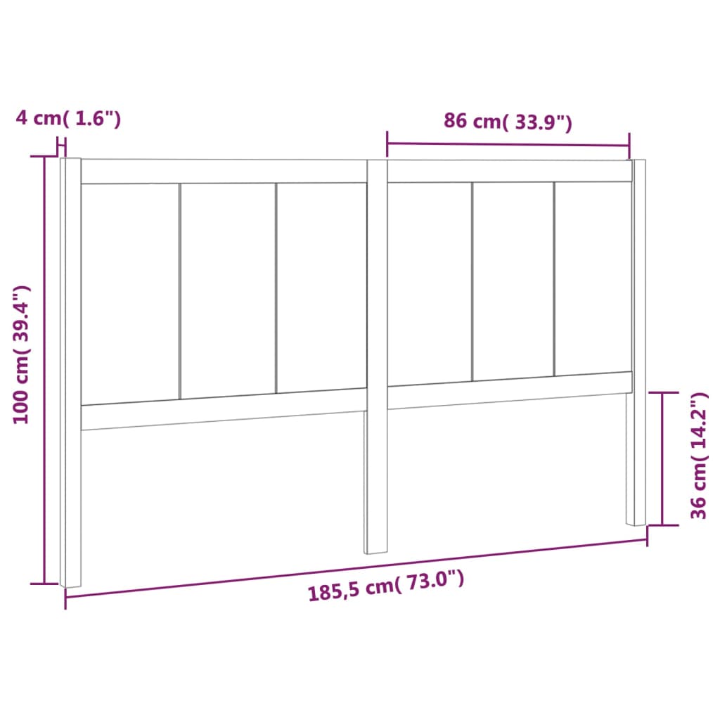 Berkfield Bed Headboard Grey 185.5x4x100 cm Solid Pine Wood