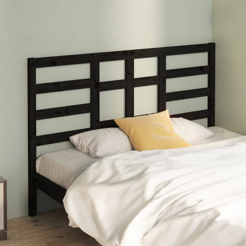 Berkfield Bed Headboard Black 126x4x104 cm Solid Wood Pine
