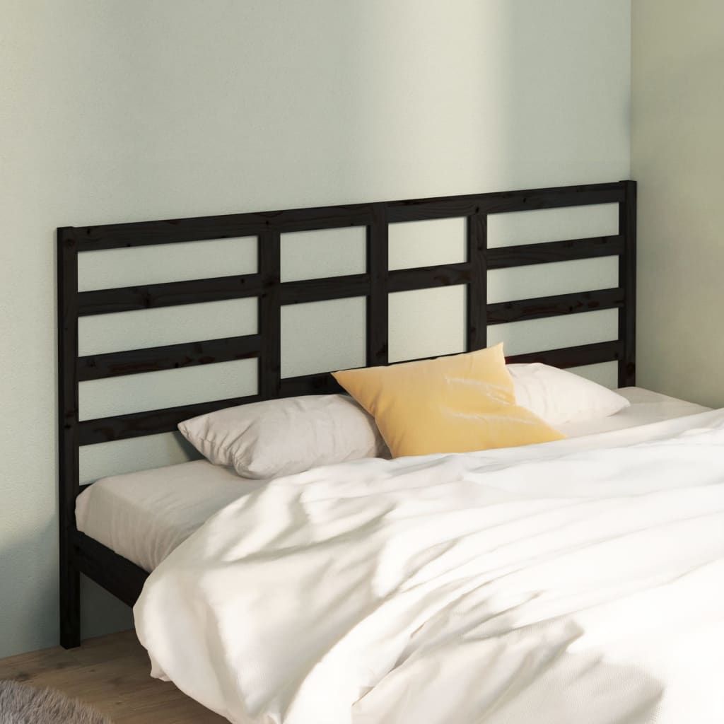 Berkfield Bed Headboard Black 186x4x104 cm Solid Wood Pine