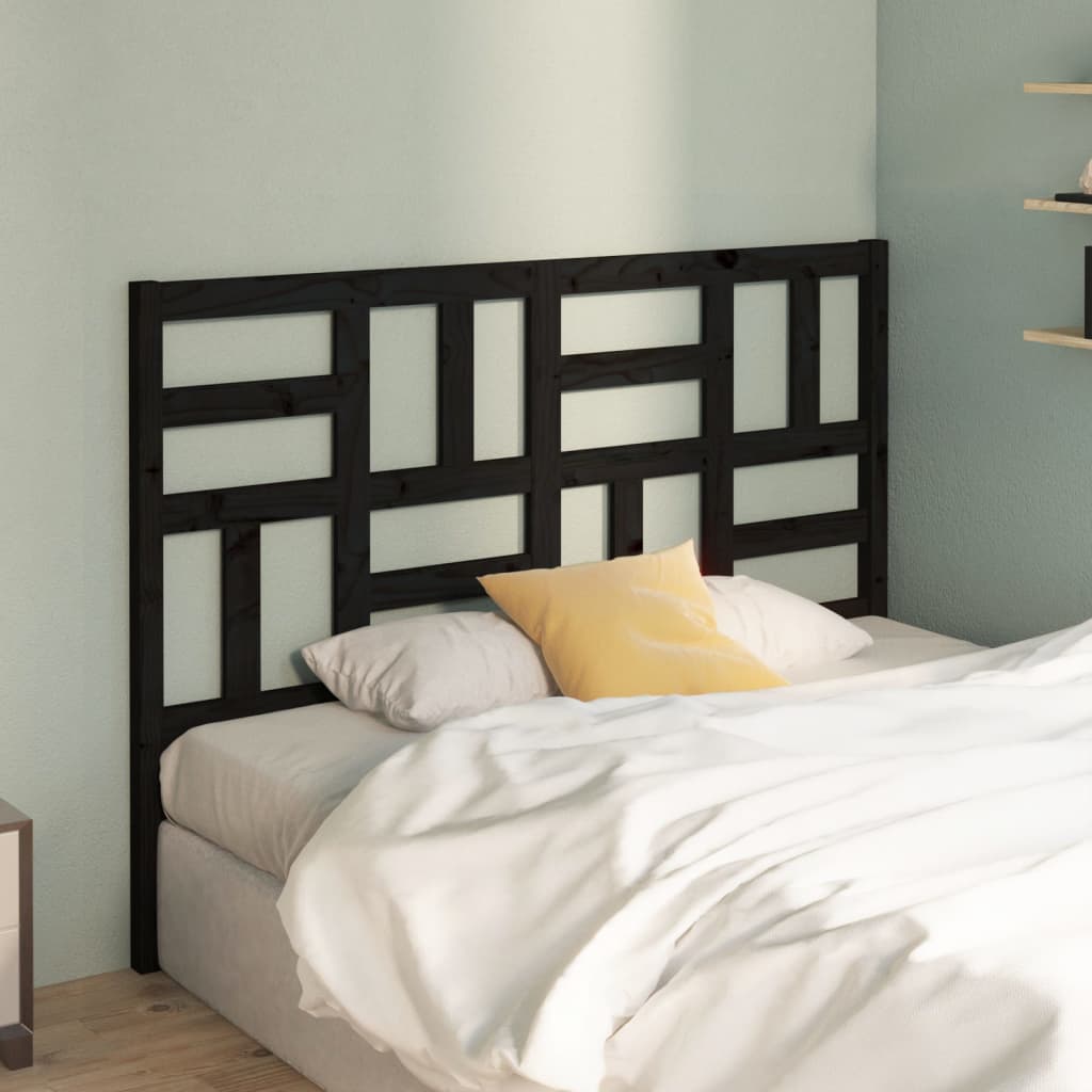 Berkfield Bed Headboard Black 126x4x104 cm Solid Wood Pine