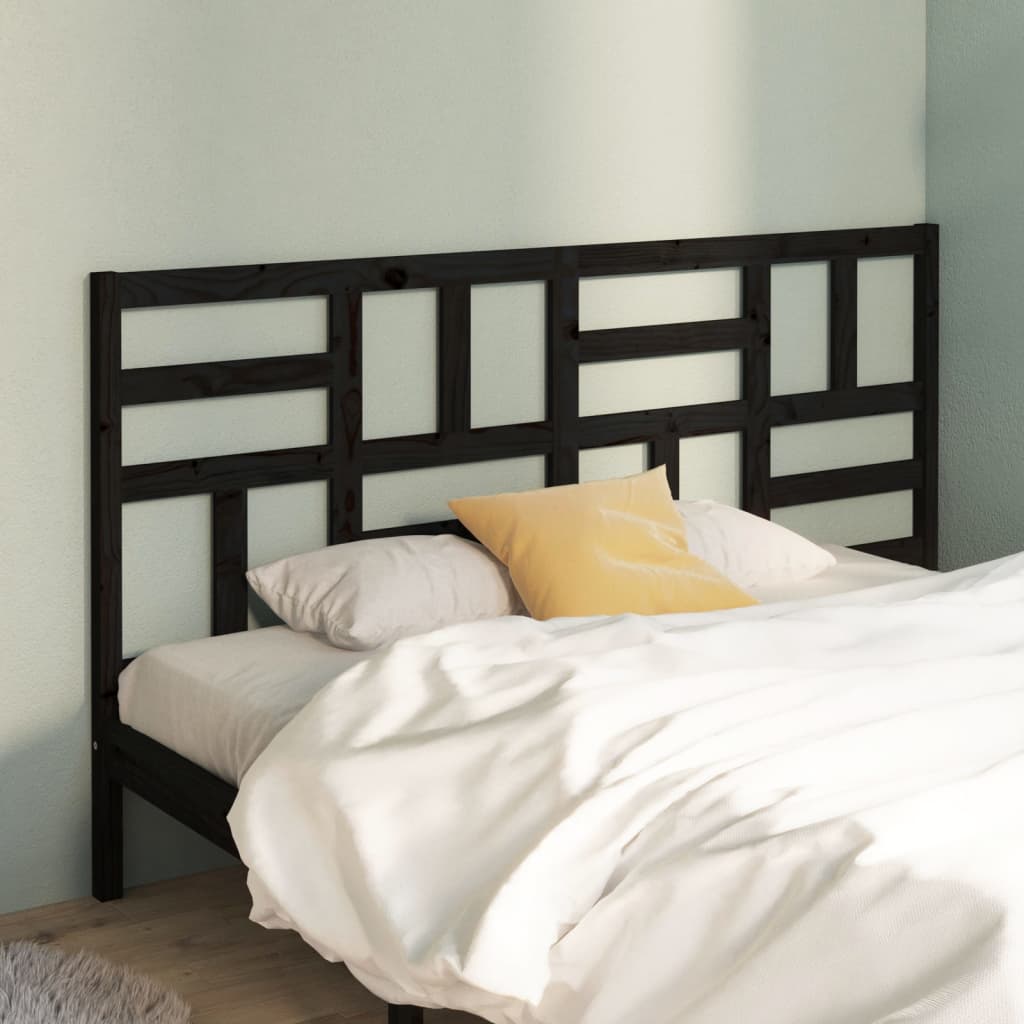 Berkfield Bed Headboard Black 186x4x104 cm Solid Wood Pine