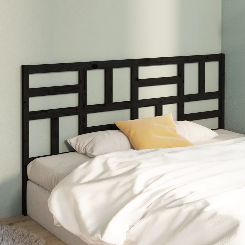 Berkfield Bed Headboard Black 206x4x104 cm Solid Wood Pine