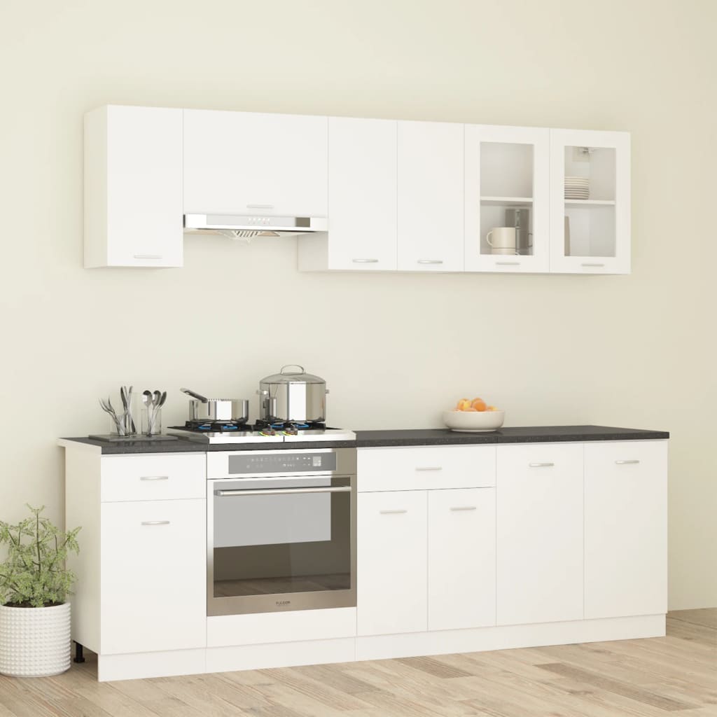 Berkfield 8 Piece Kitchen Cabinet Set with Worktop White Engineered Wood