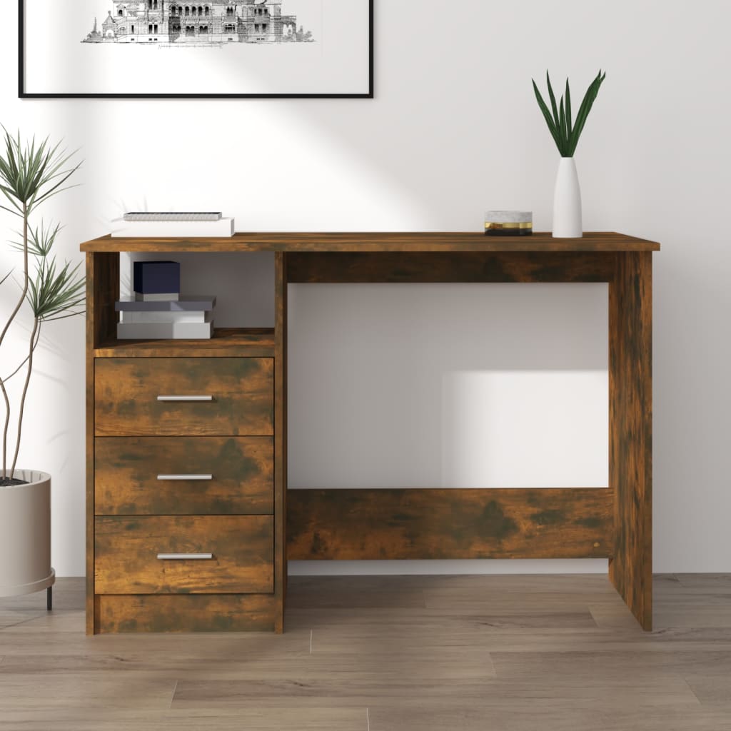 Berkfield Desk with Drawers Smoked Oak 110x50x76 cm Engineered Wood
