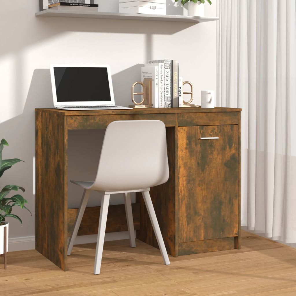 Berkfield Desk Smoked Oak 100x50x76 cm Engineered Wood