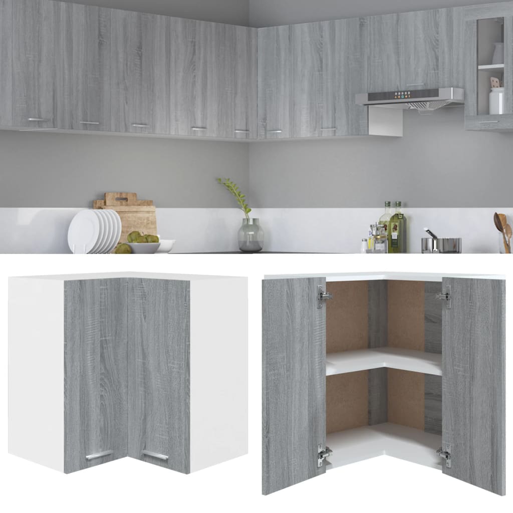 Berkfield Hanging Corner Cabinet Grey Sonoma 57x57x60 cm Engineered Wood