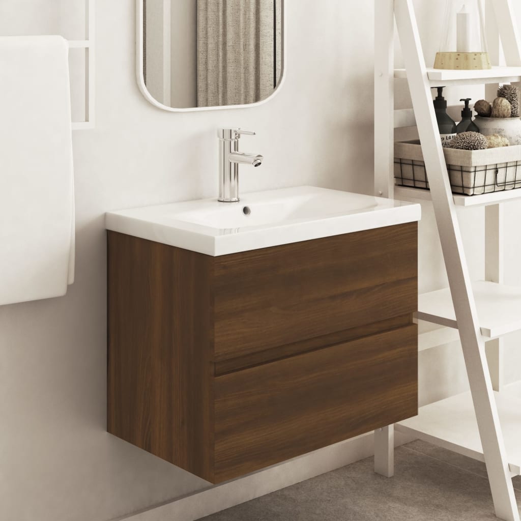 Berkfield Sink Cabinet Brown Oak 60x38.5x45 cm Engineered Wood