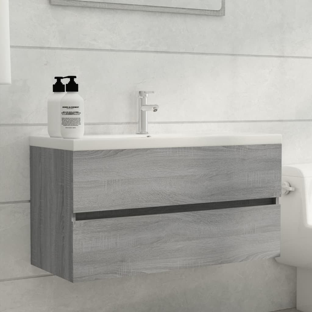 Berkfield Sink Cabinet Grey Sonoma 90x38.5x45 cm Engineered Wood