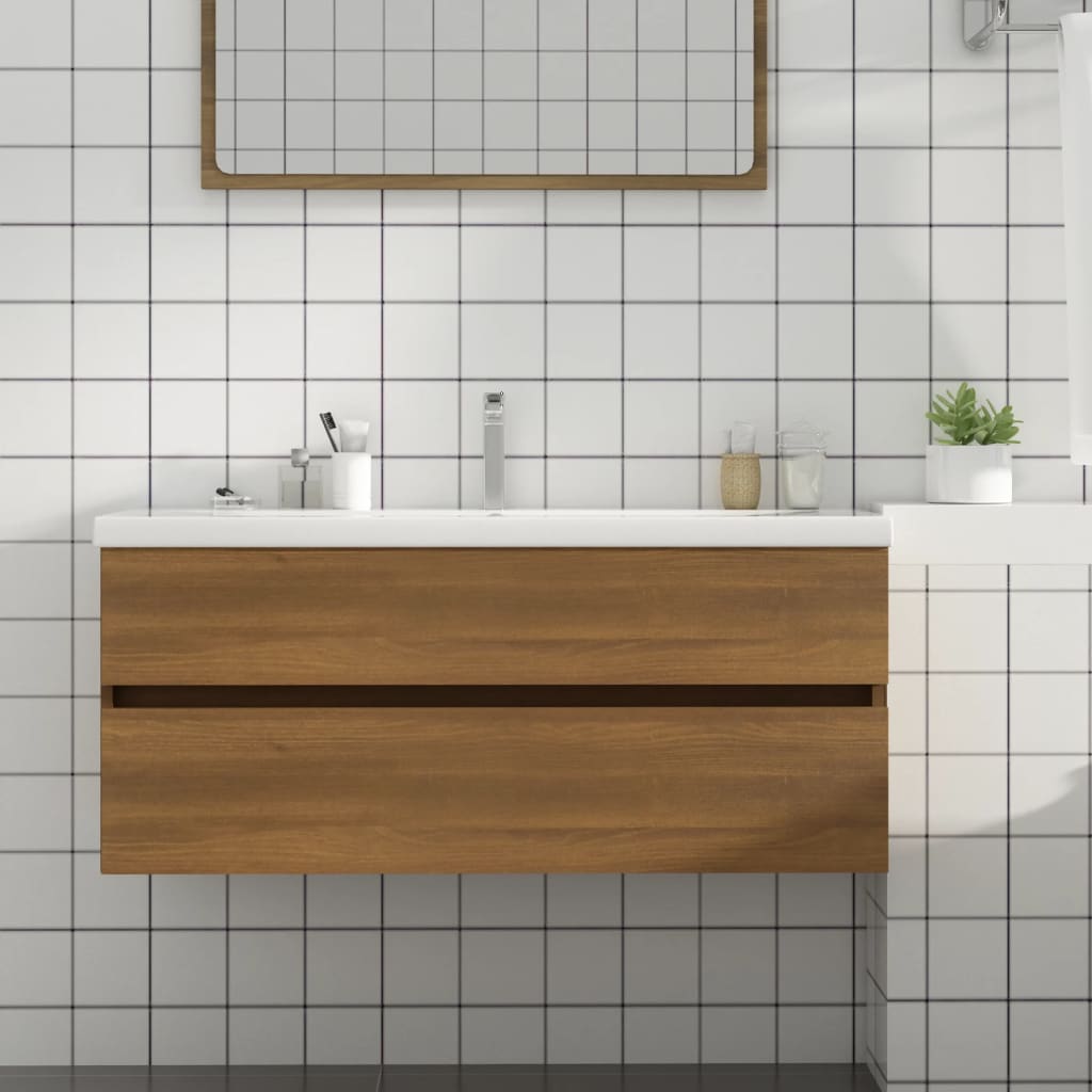 Berkfield Sink Cabinet Brown Oak 100x38.5x45 cm Engineered Wood