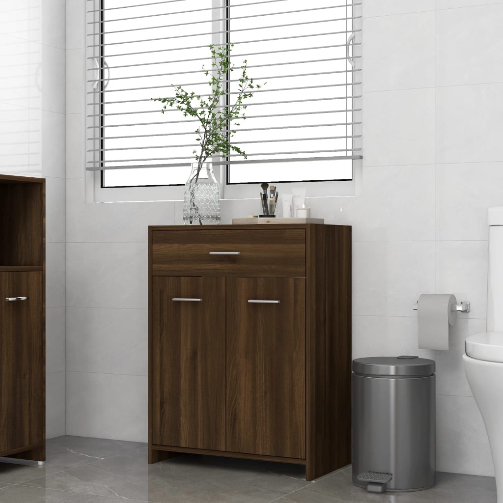 Berkfield Bathroom Cabinet Brown Oak 60x33x80 cm Engineered Wood