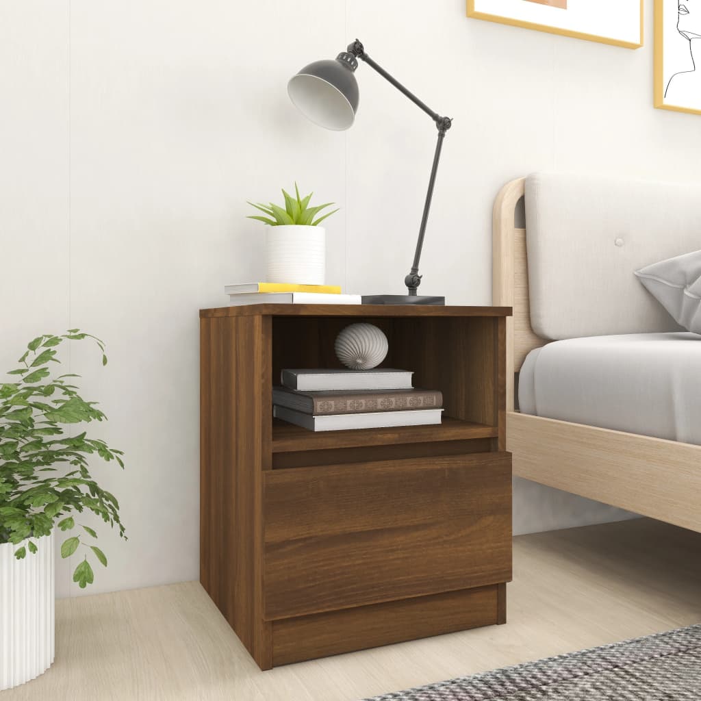 Berkfield Bedside Cabinet Brown Oak 40x40x50 cm Engineered Wood