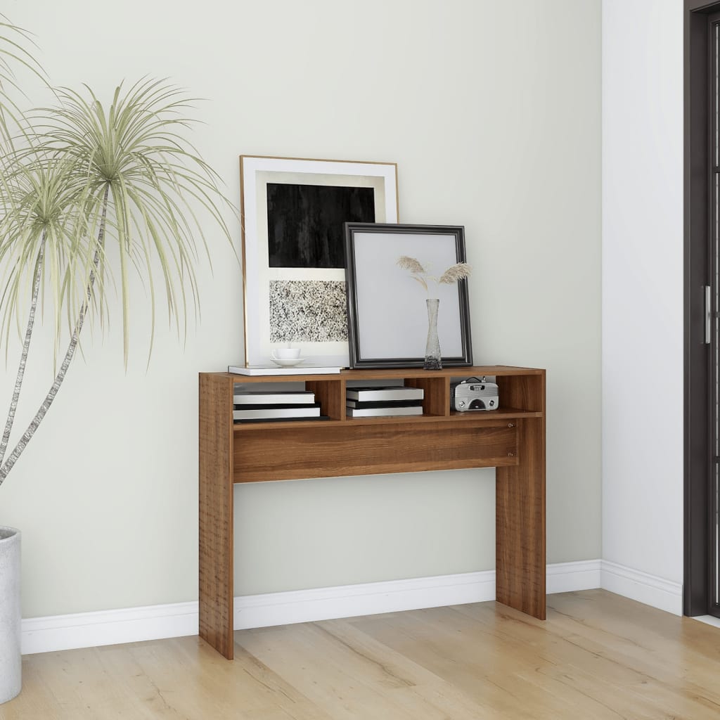 Berkfield Console Table Brown Oak 105x30x80 cm Engineered Wood