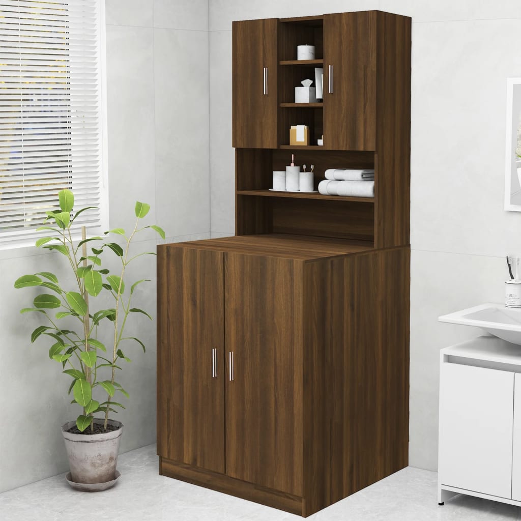 Berkfield Washing Machine Cabinet Brown Oak 70.5x25.5x90 cm