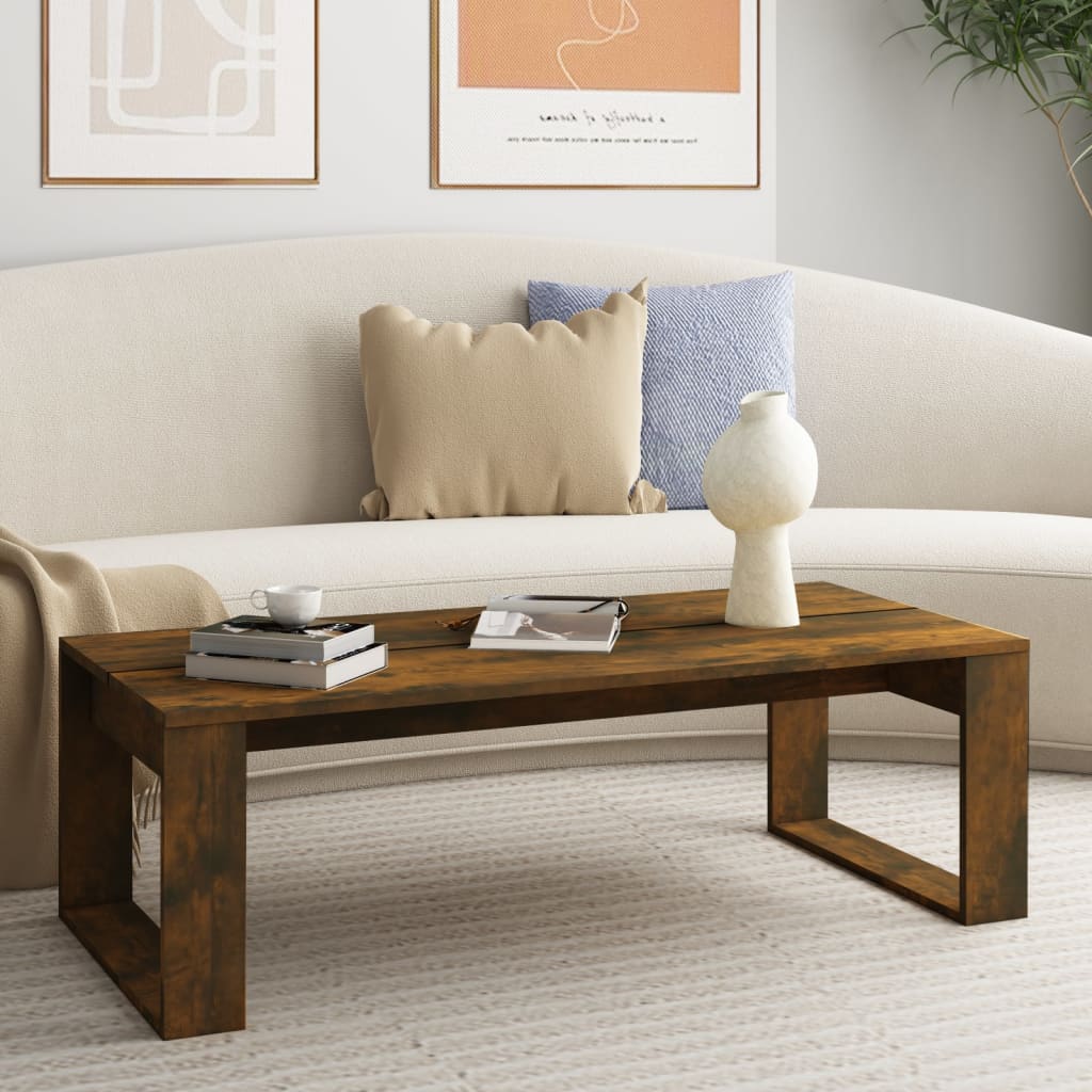 Berkfield Coffee Table Smoked Oak 110x50x35 cm Engineered Wood