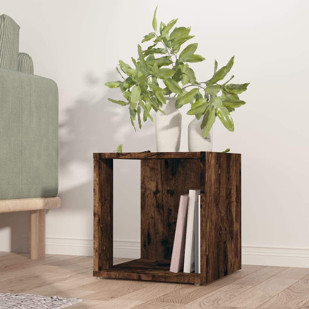 Berkfield Side Table Smoked Oak 33x33x34.5 cm Engineered Wood