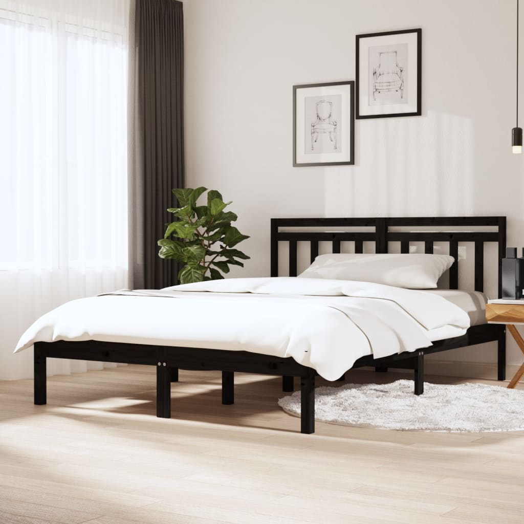 Berkfield Bed Frame Black 120x190 cm Small Double Solid Wood