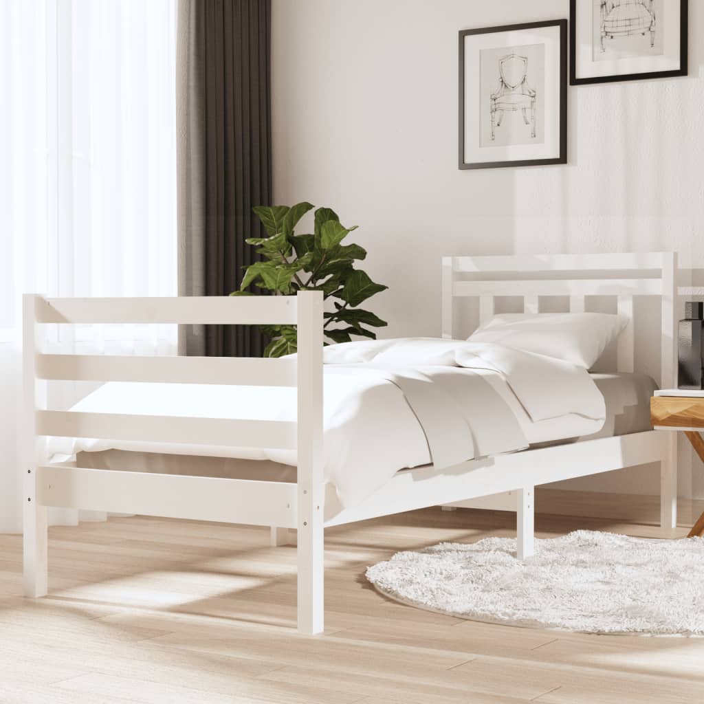 Berkfield Bed Frame White 90x190 cm Single Solid Wood