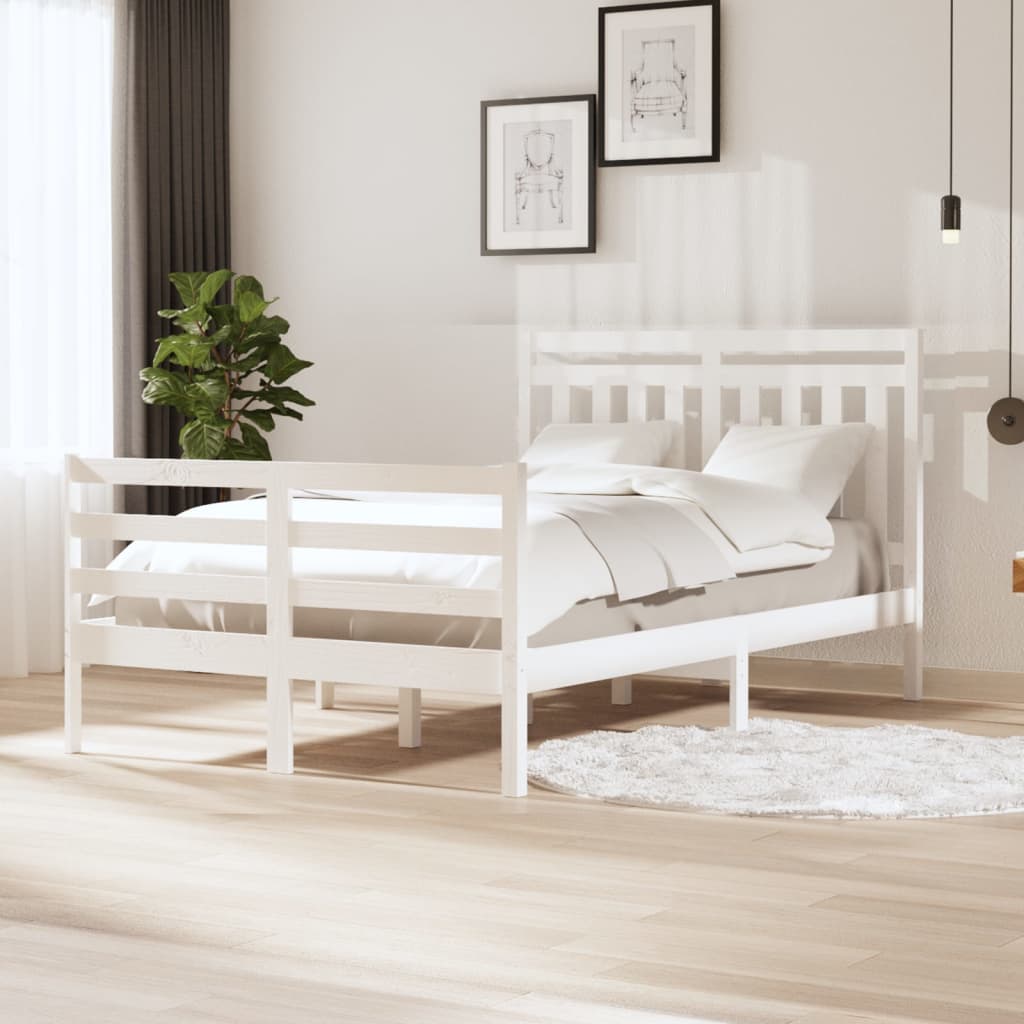 Berkfield Bed Frame White 120x190 cm Small Double Solid Wood
