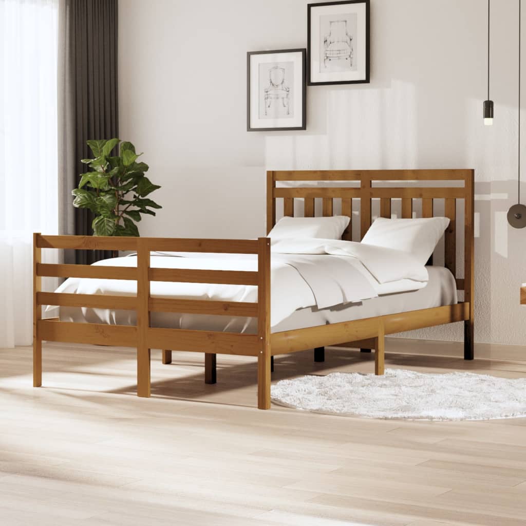 Berkfield Bed Frame Honey Brown 120x190 cm Small Double Solid Wood