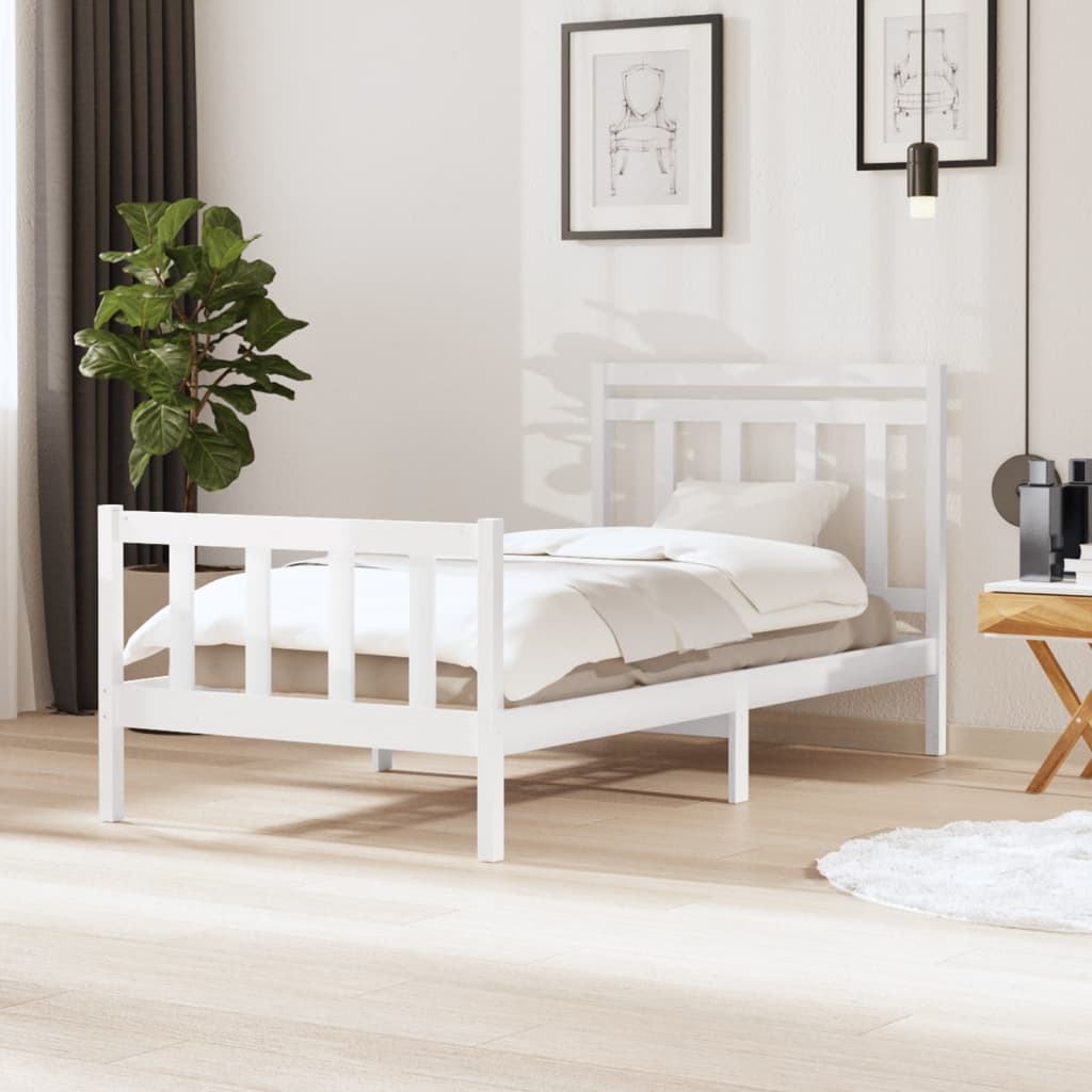 Berkfield Bed Frame White Solid Wood 100x200 cm
