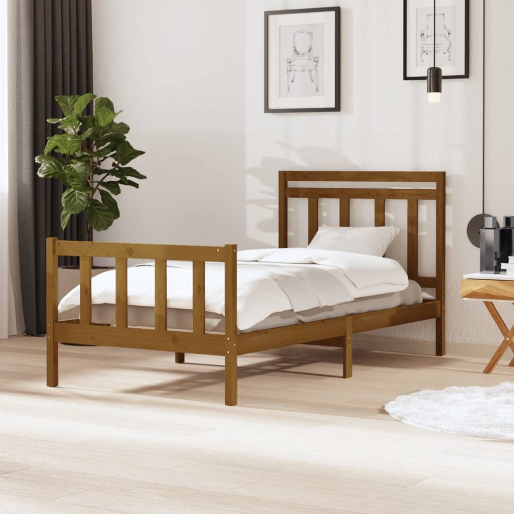 Berkfield Bed Frame Honey Brown Solid Wood 100x200 cm