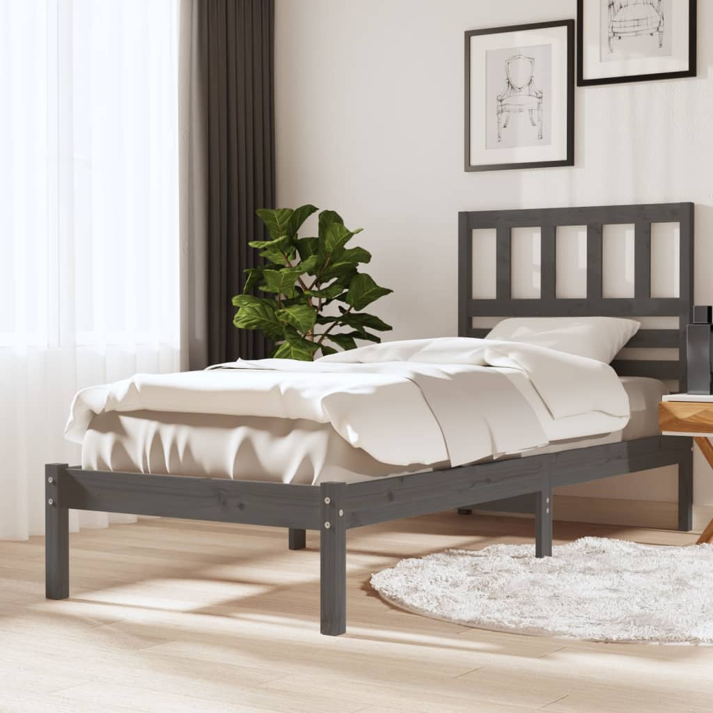 Berkfield Bed Frame Grey Solid Wood Pine 100x200 cm
