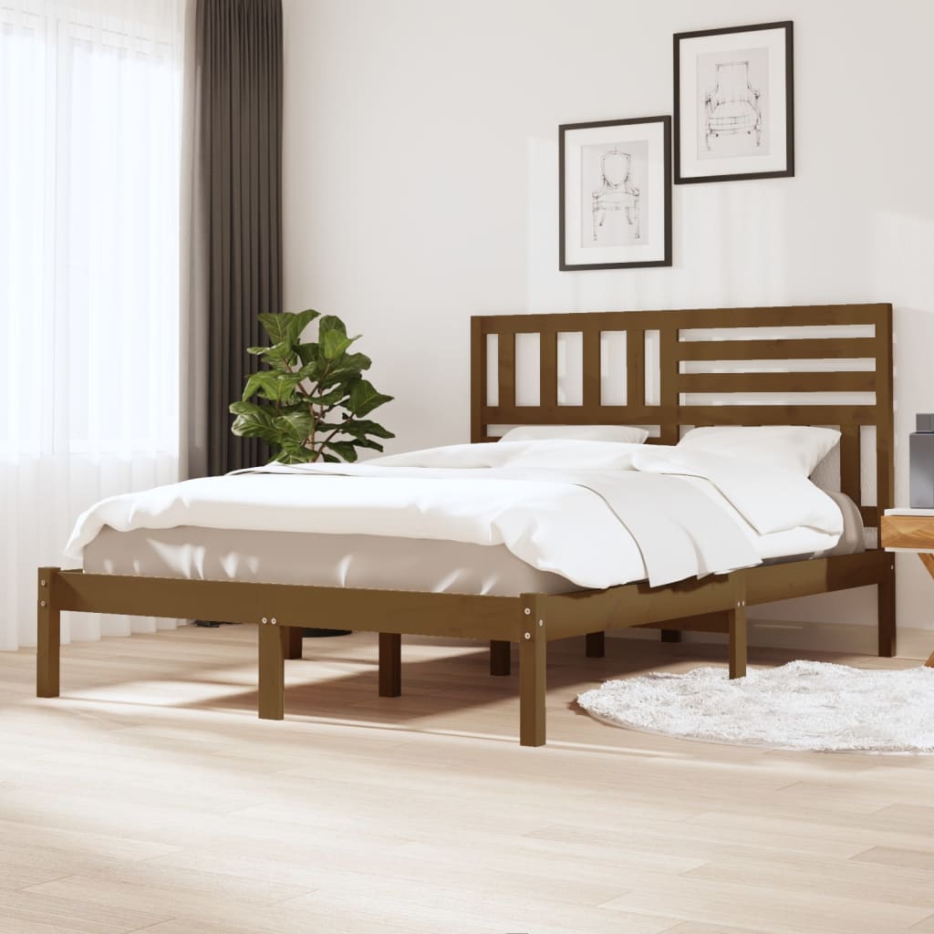 Berkfield Bed Frame Honey Brown Solid Wood Pine 140x200 cm