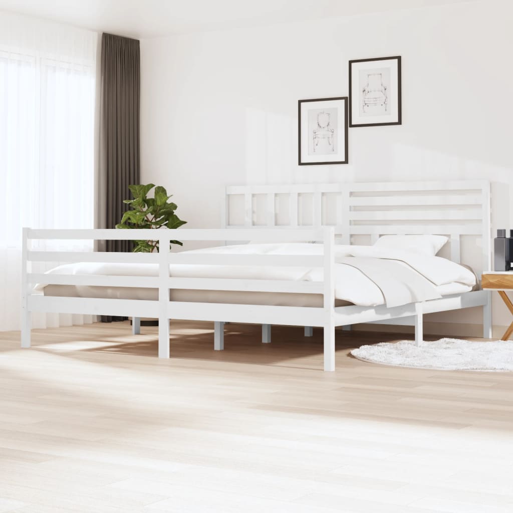 Berkfield Bed Frame White 180x200 cm Super King Size Solid Wood