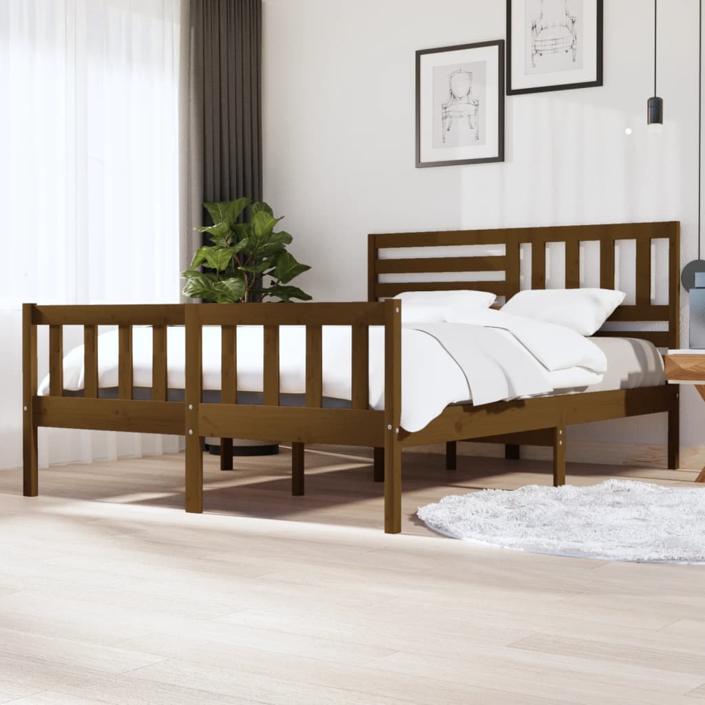 Berkfield Bed Frame Honey Brown Solid Wood 160x200 cm