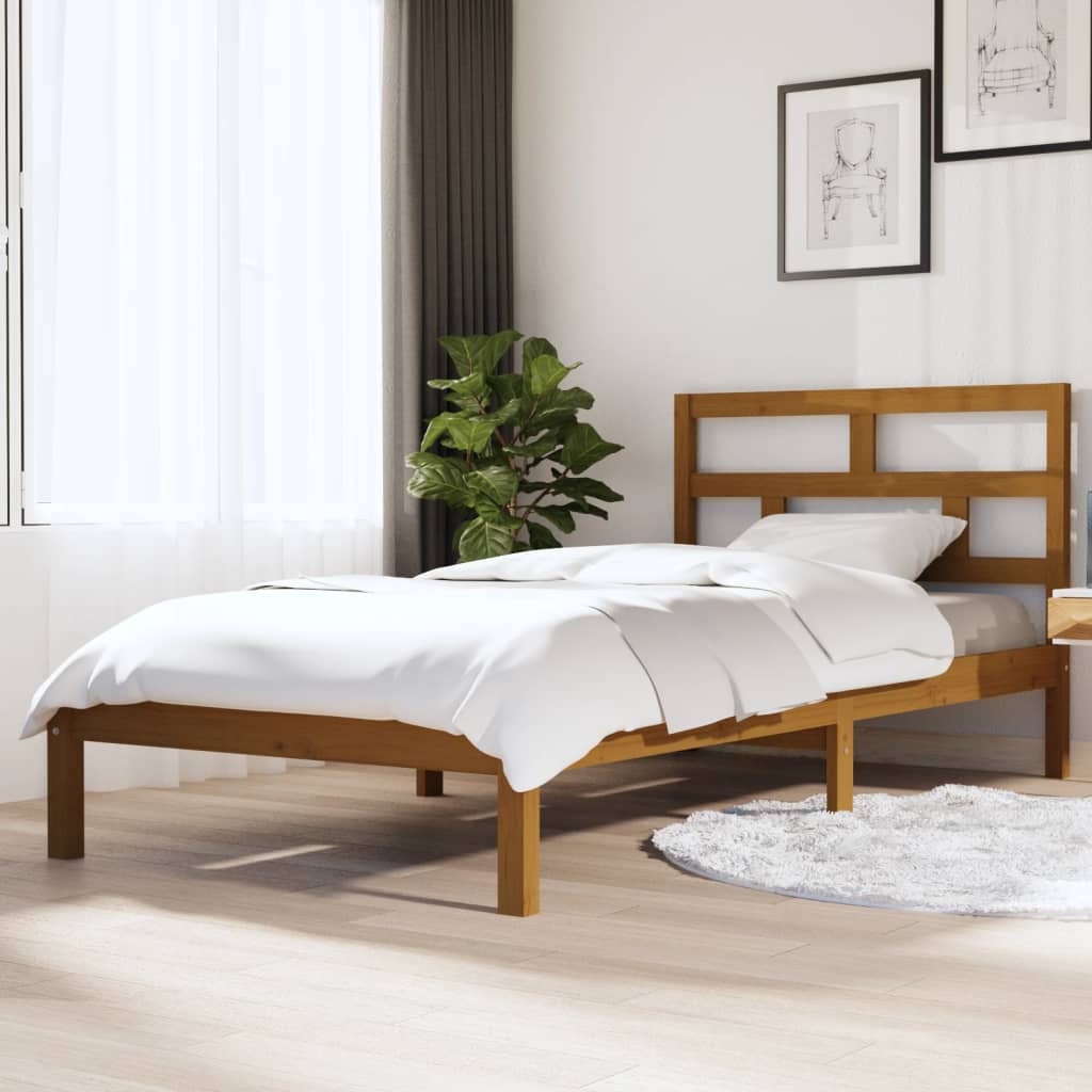 Berkfield Bed Frame Honey Brown Solid Wood Pine 100x200 cm