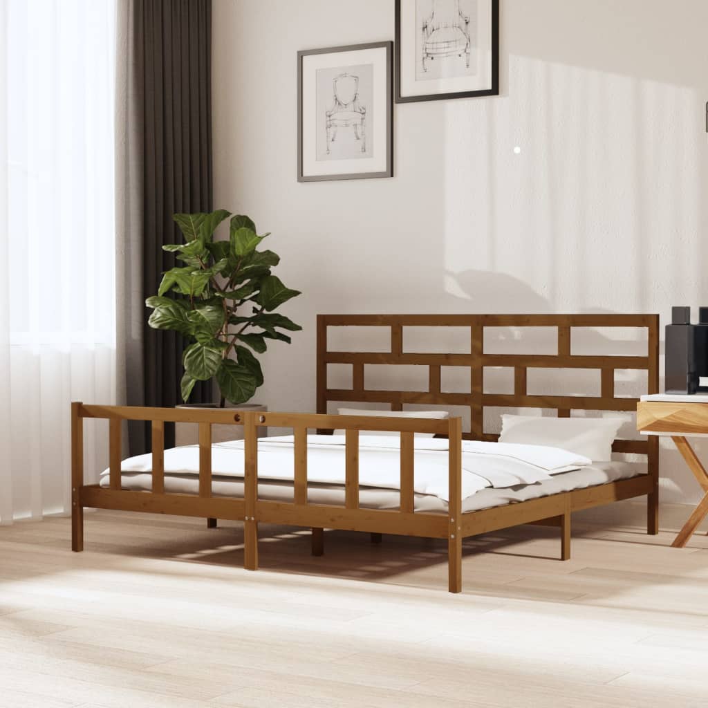 Berkfield Bed Frame Honey Brown Solid Wood Pine 180x200 cm Super King Size