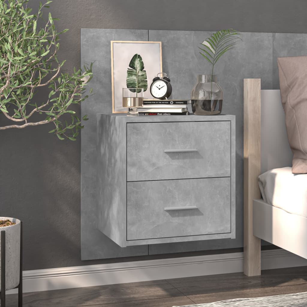 Berkfield Wall-mounted Bedside Cabinet Concrete Grey