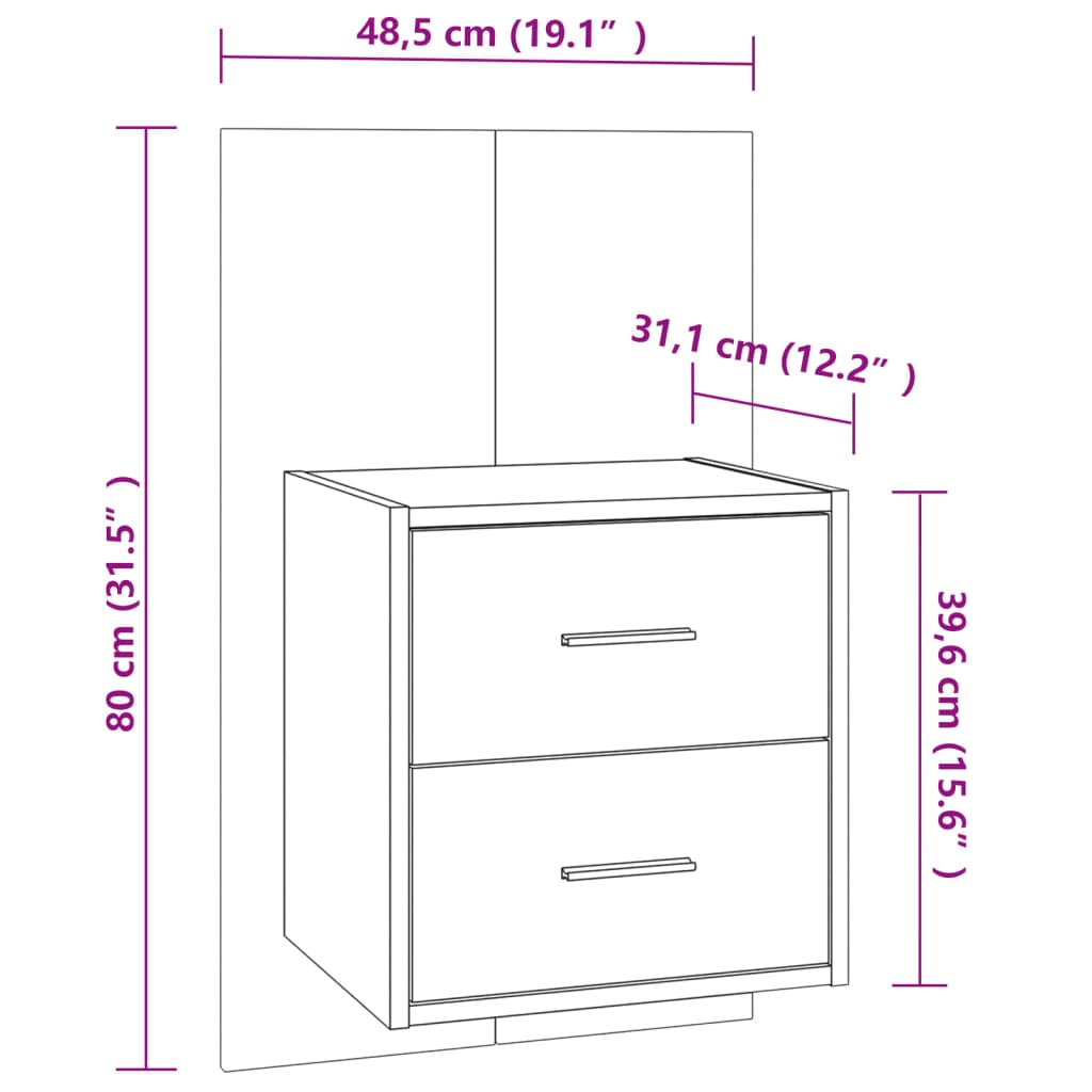 Berkfield Wall-mounted Bedside Cabinet High Gloss White
