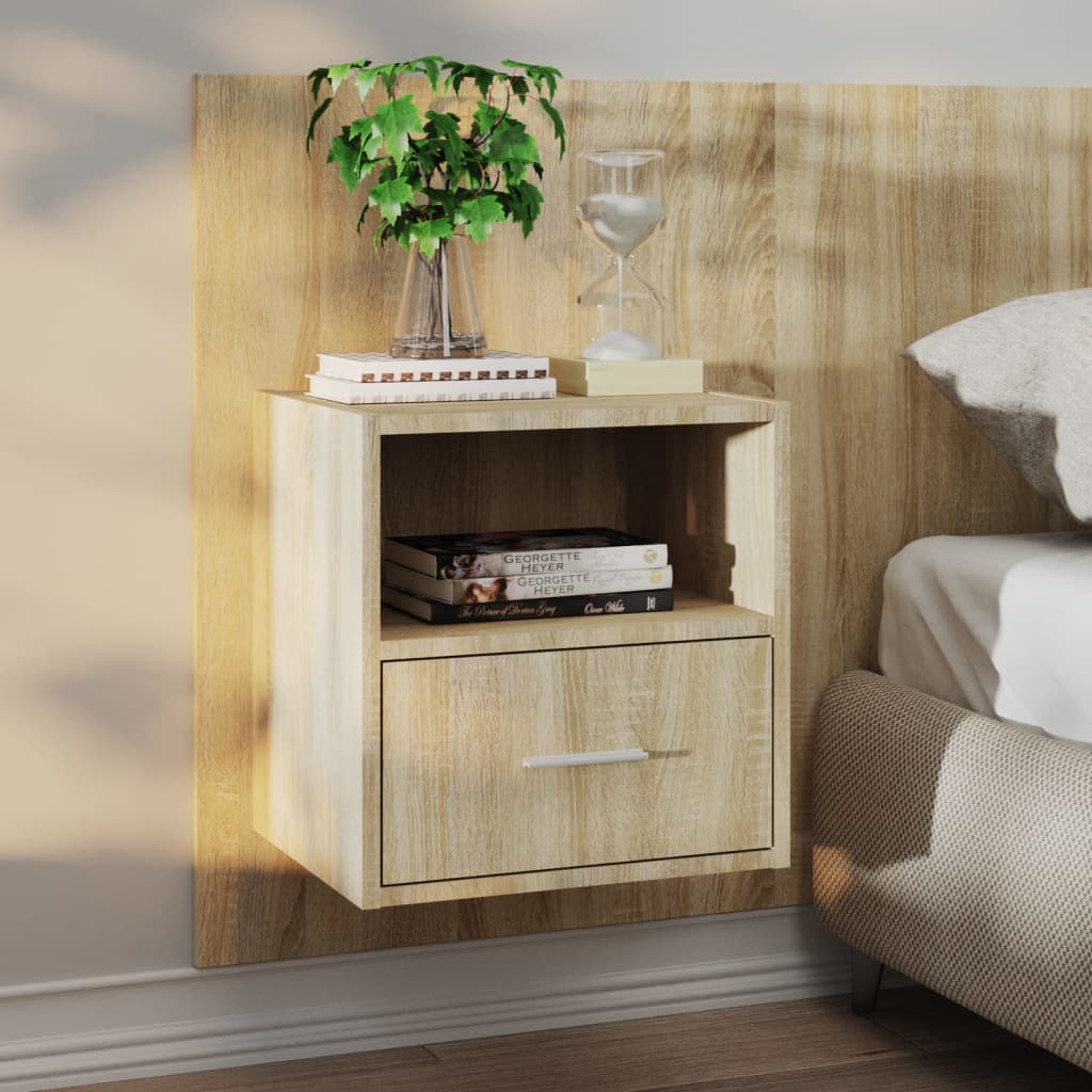 Berkfield Wall-mounted Bedside Cabinet Sonoma Oak