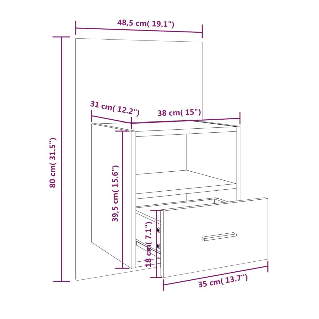 Berkfield Wall-mounted Bedside Cabinets 2 pcs High Gloss White