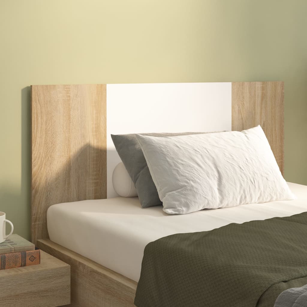 Berkfield Bed Headboard White and Sonoma Oak 120x1.5x80cm Engineered Wood