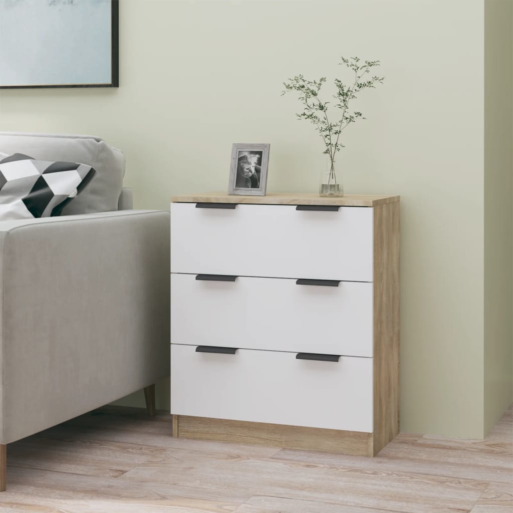 Berkfield Sideboard White and Sonoma Oak 60x30x70 cm Engineered Wood