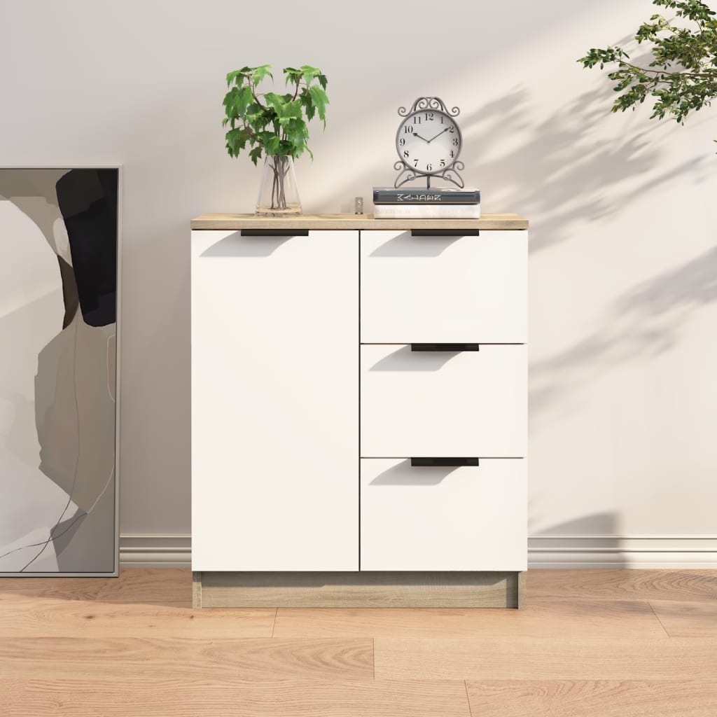 Berkfield Sideboard White and Sonoma Oak Engineered Wood
