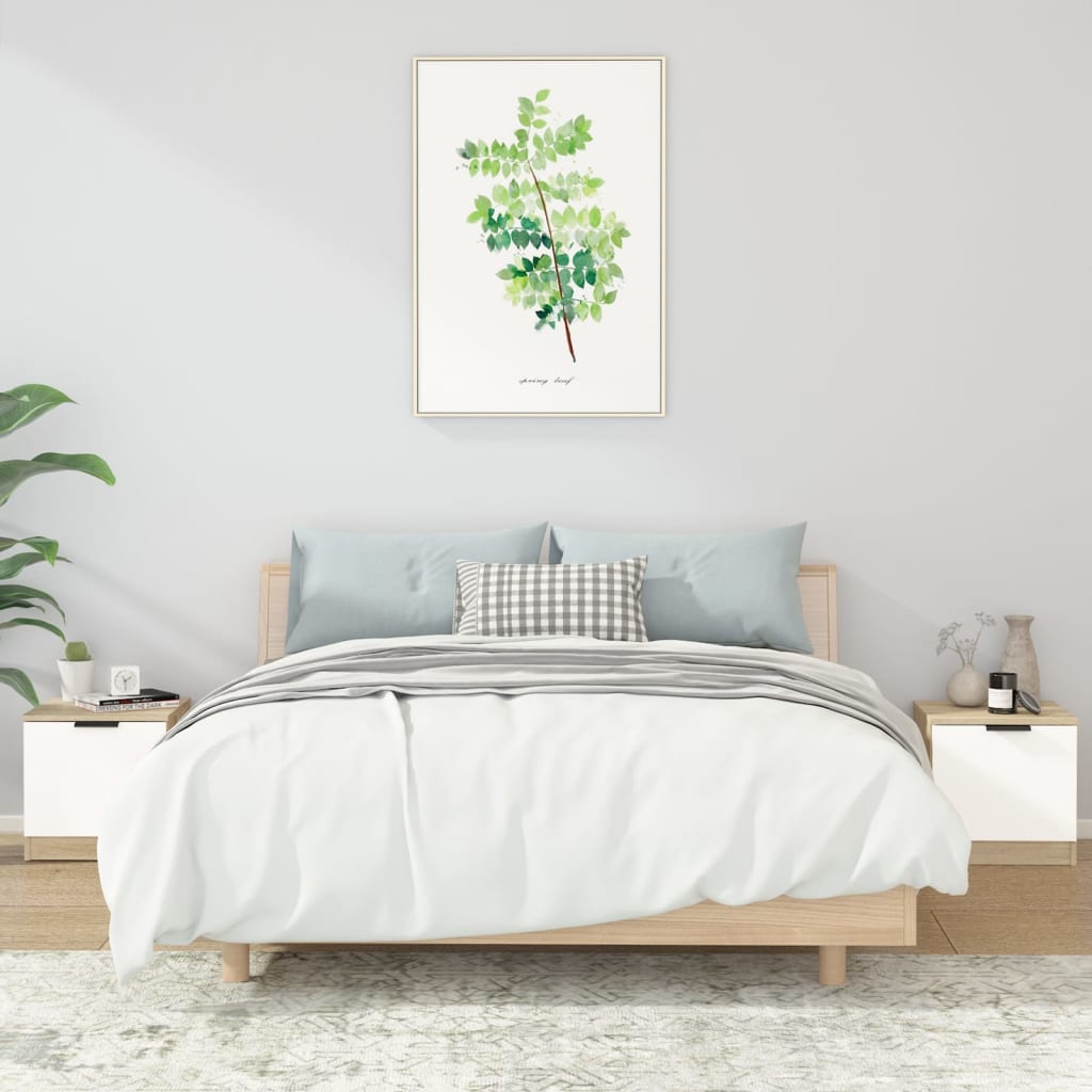 Berkfield Bedside Cabinets 2 pcs White&Sonoma Oak 40x39x40 cm