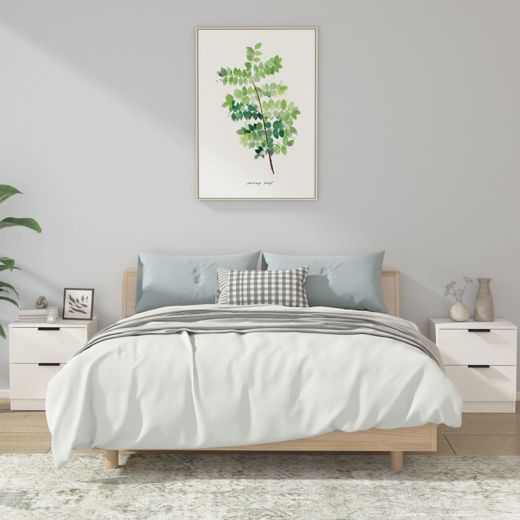 Berkfield Bedside Cabinets 2 pcs White Engineered Wood