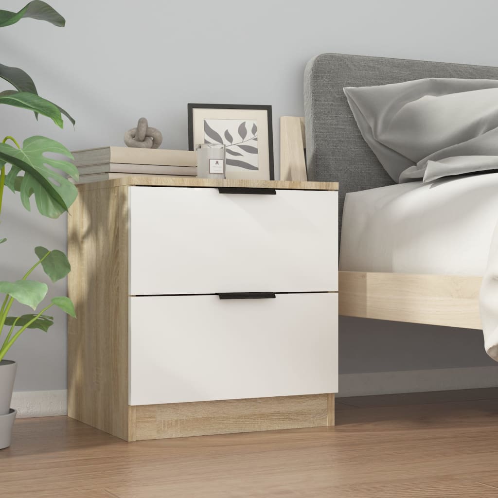 Berkfield Bedside Cabinet White and Sonoma Oak Engineered Wood