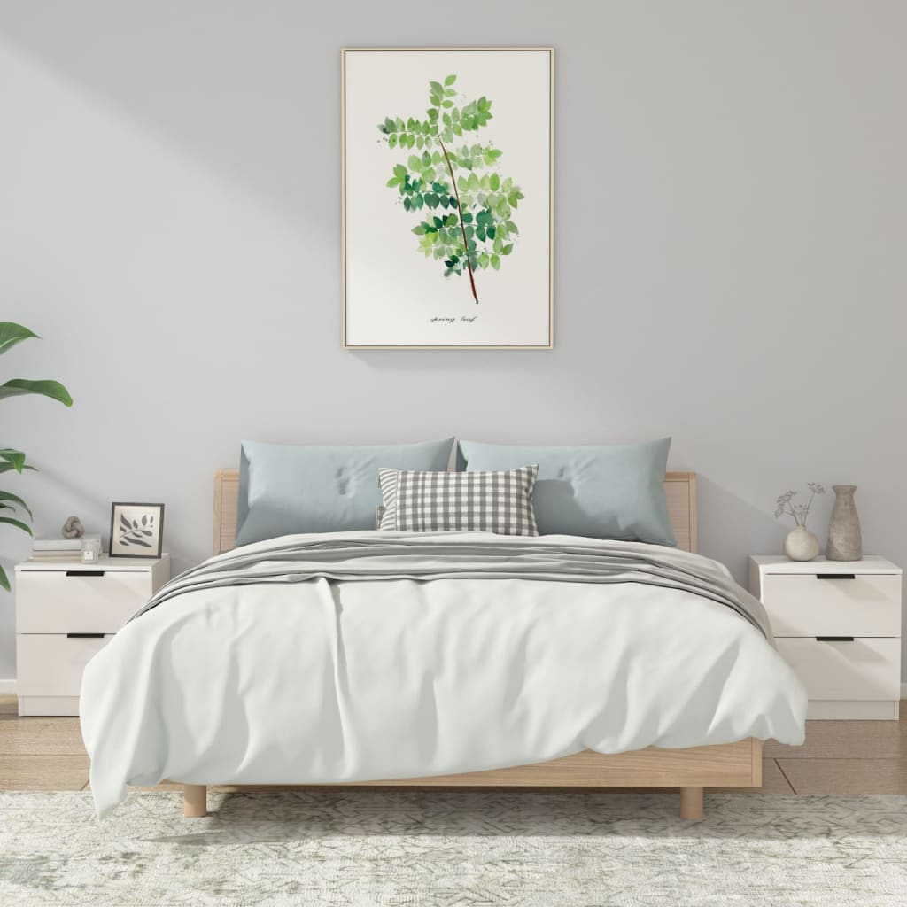 Berkfield Bedside Cabinets 2 pcs High Gloss White Engineered Wood