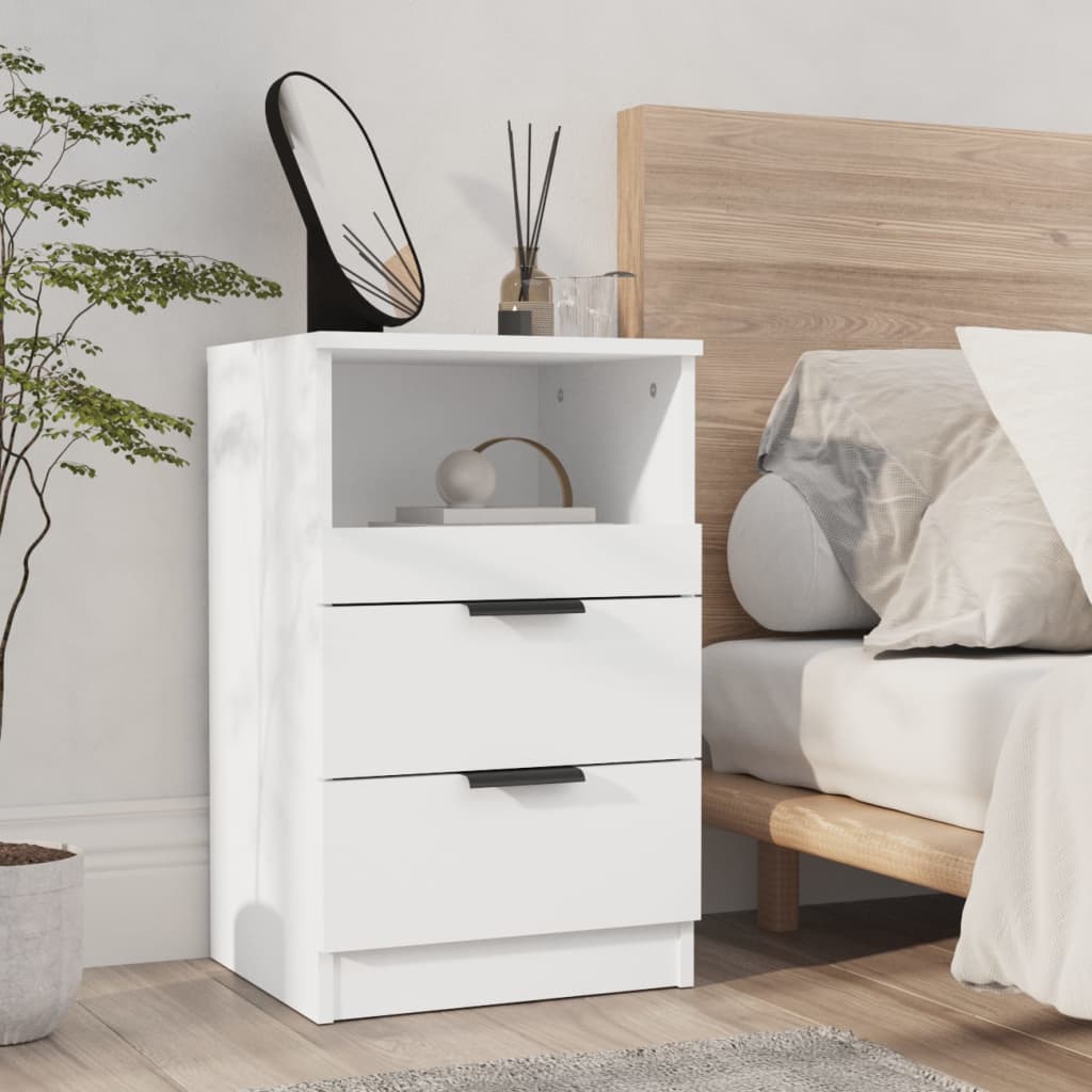 Berkfield Bedside Cabinet White Engineered Wood