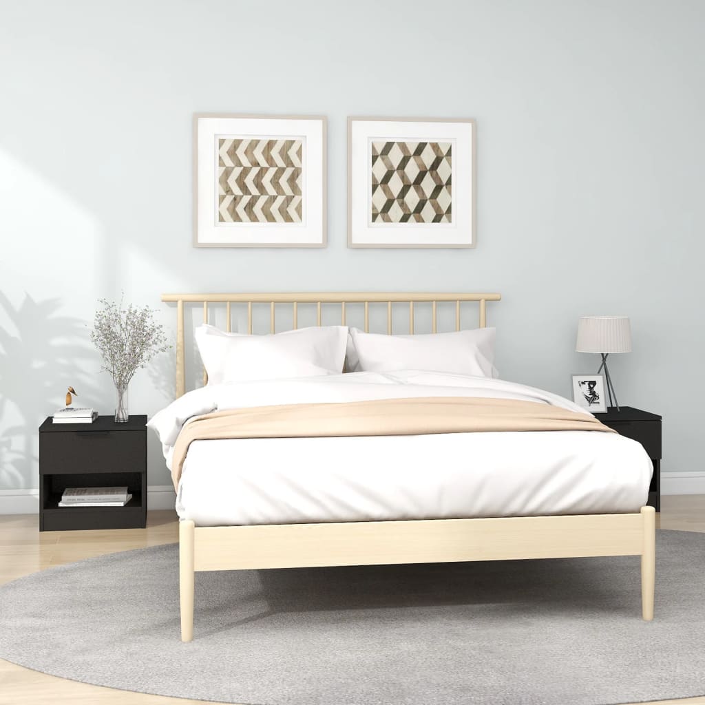 Berkfield Bedside Cabinets 2 pcs Black Engineered Wood