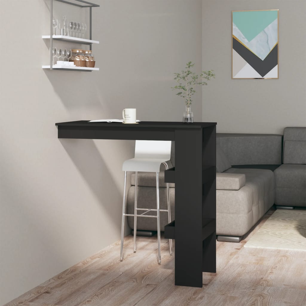 Berkfield Wall Bar Table Black 102x45x103.5 cm Engineered Wood