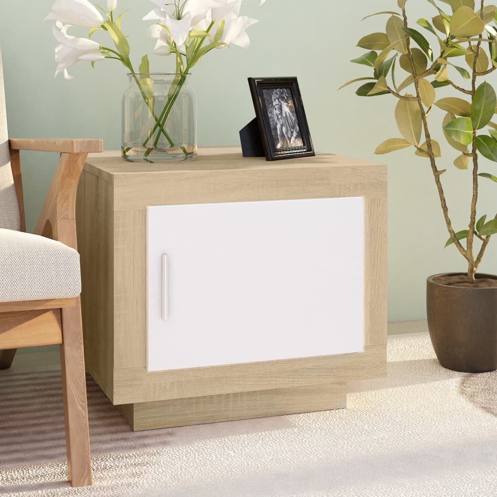 Berkfield Coffee Table White and Sonoma Oak 51x50x45 cm Engineered Wood