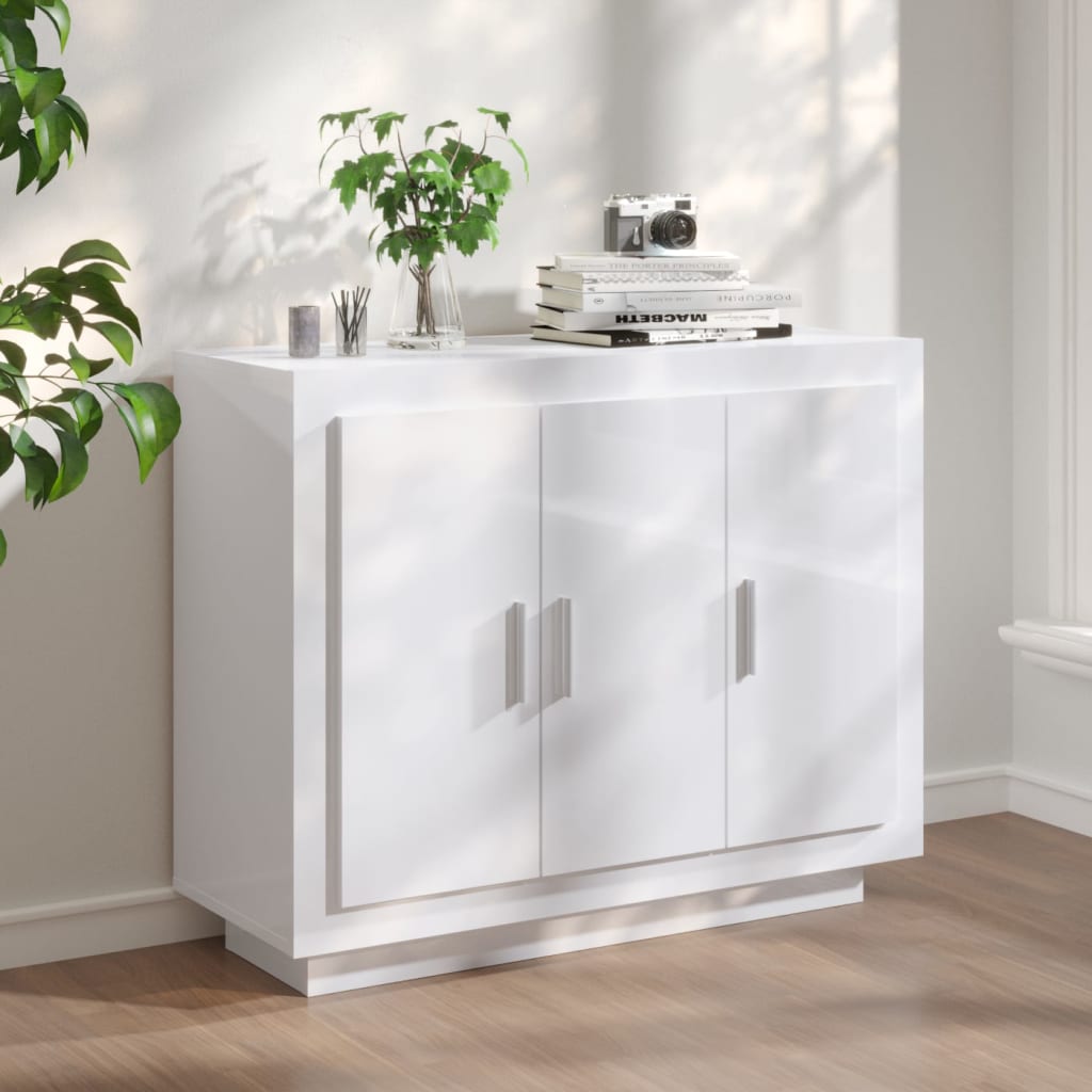 Berkfield Sideboard High Gloss White 92x35x75 cm Engineered Wood