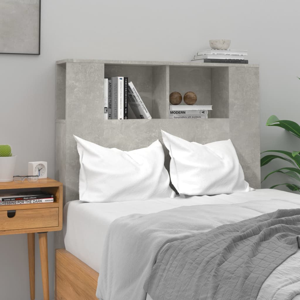 Berkfield Headboard Cabinet Concrete Grey 100x18.5x104.5 cm